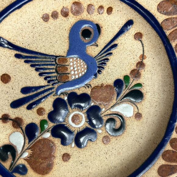 Vintage Tonala Mexico Sandstone Pottery Bird Wall Hanging 6.5" Folk Art - Picture 2 of 6